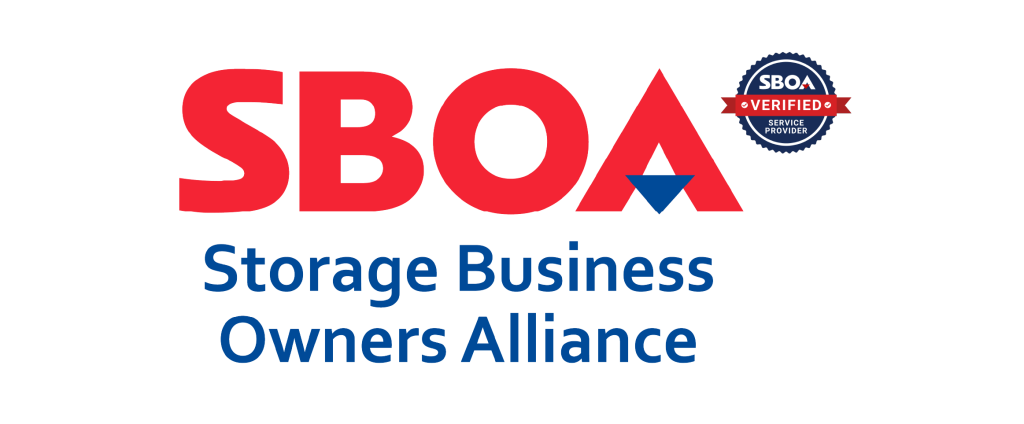 Storage Business Owners Alliance logo in red and blue with the SBOA Verified Service Provider Badge in the upper right hand corner