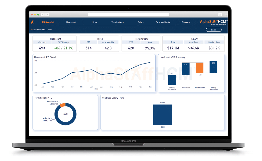 HR snapshot dashboard on laptop