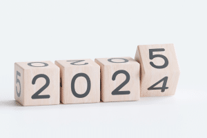 blocks with the year 2024 turning to 2025
